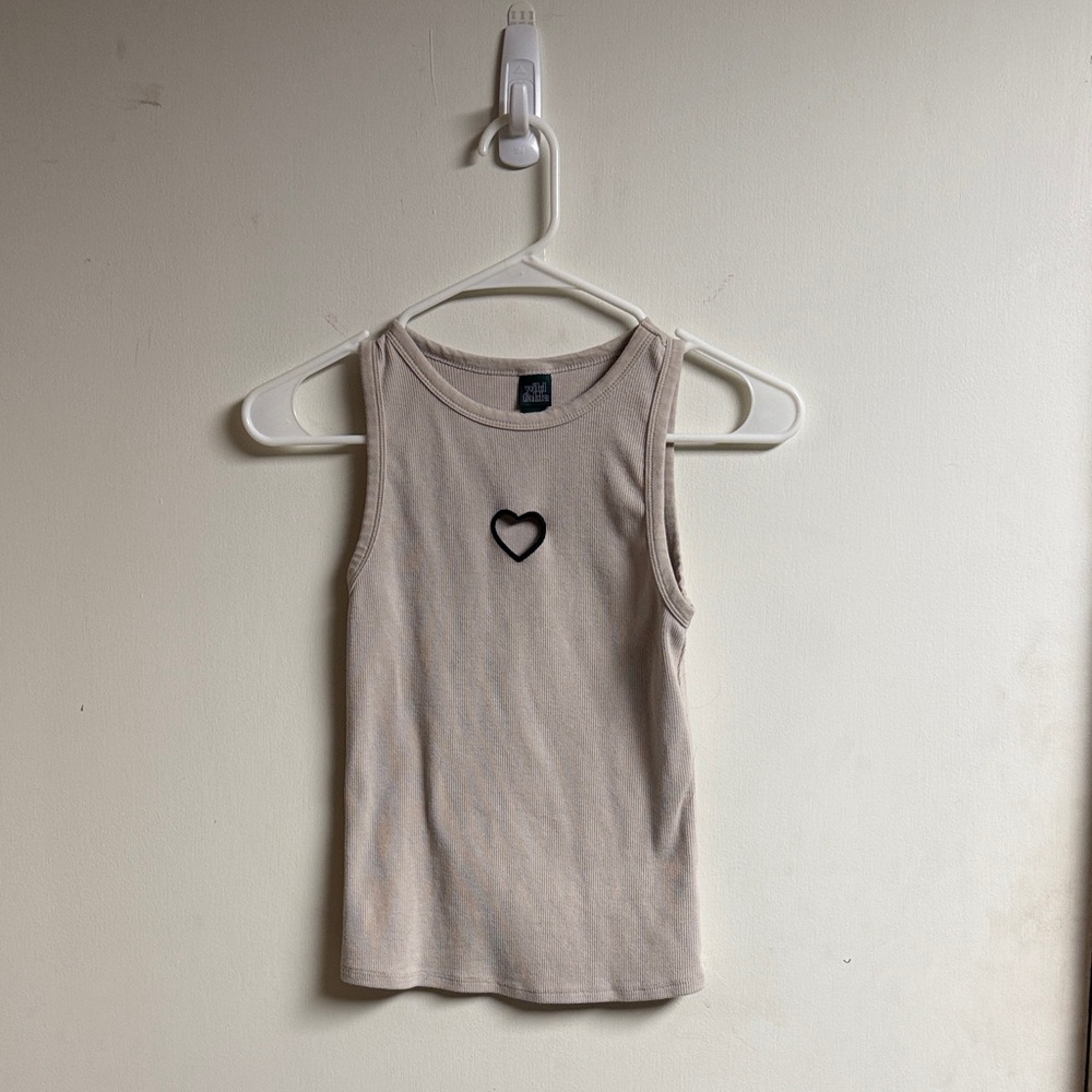 Wild Fable Beige Tank Top with Heart Detail